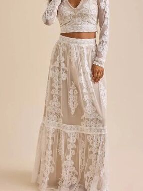 Altar'd State Neutral Beige Slip with Crochet Edge Maxi
